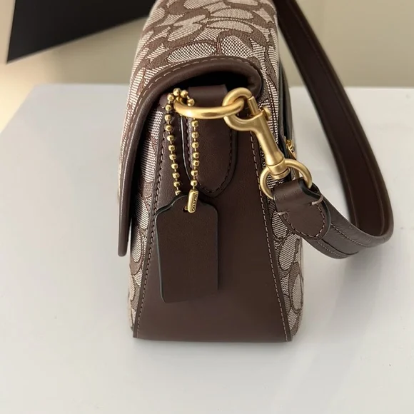 Coach Tabby Signature Jacquard Shoulder Bag in Oak Maple - Picture 4 of 15